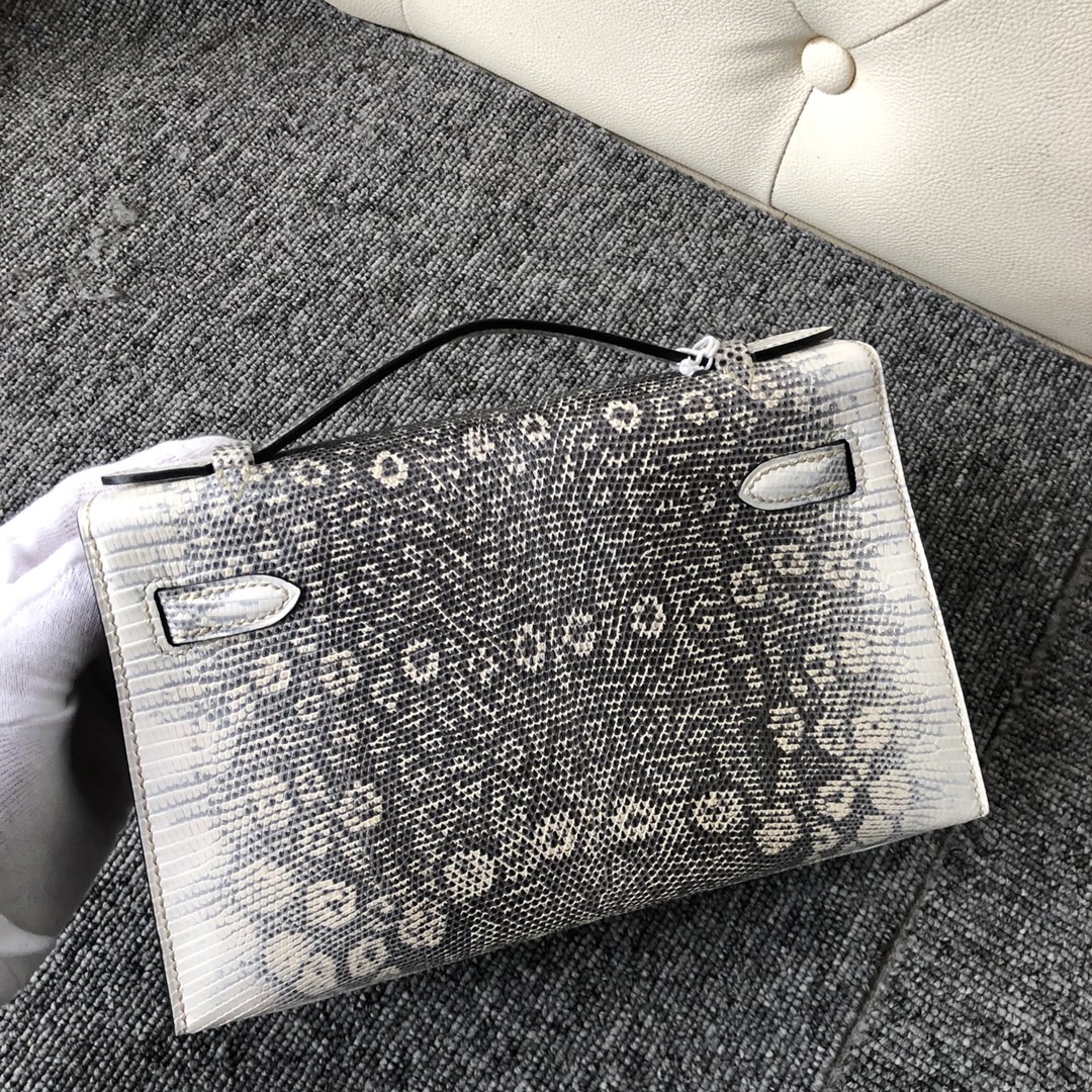 에르메스 미니 켈리백22 히말라야 은장 리자드 가죽